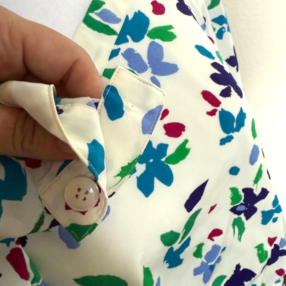 Vintage Maggy Boutique Floral Blouson Midi Dress Size 10 White Multicolor - Picture 4 of 11